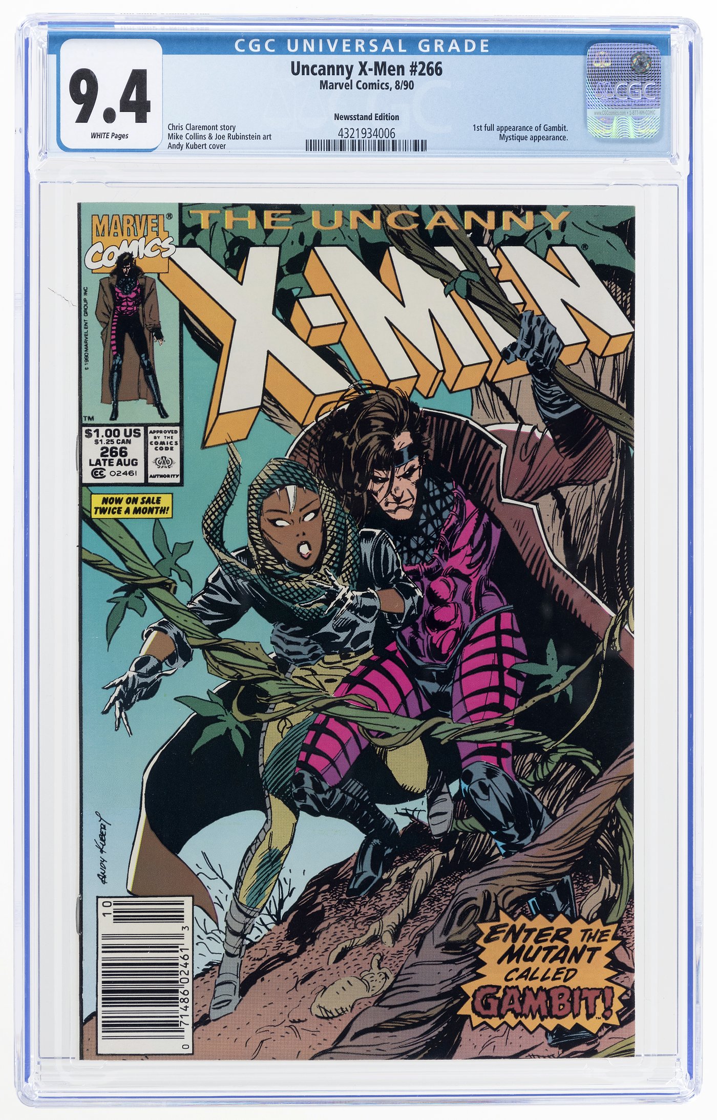 Uncanny X-Men #266 NM 9.4 1st Appearance Gambit! Mystique! outlet Marvel 1990