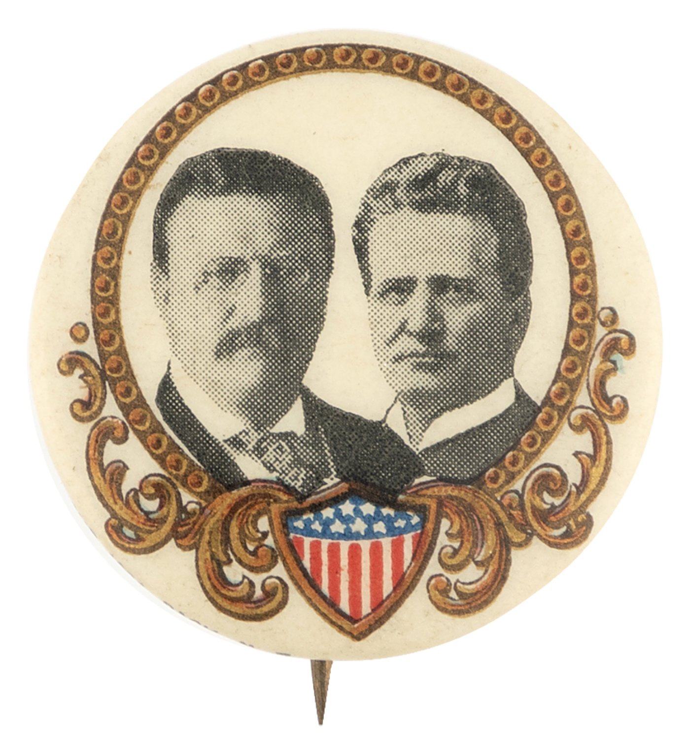 Hake's - 1904 ROOSEVELT AND LAFOLLETTE WISCONSIN COATTAIL BUTTON.