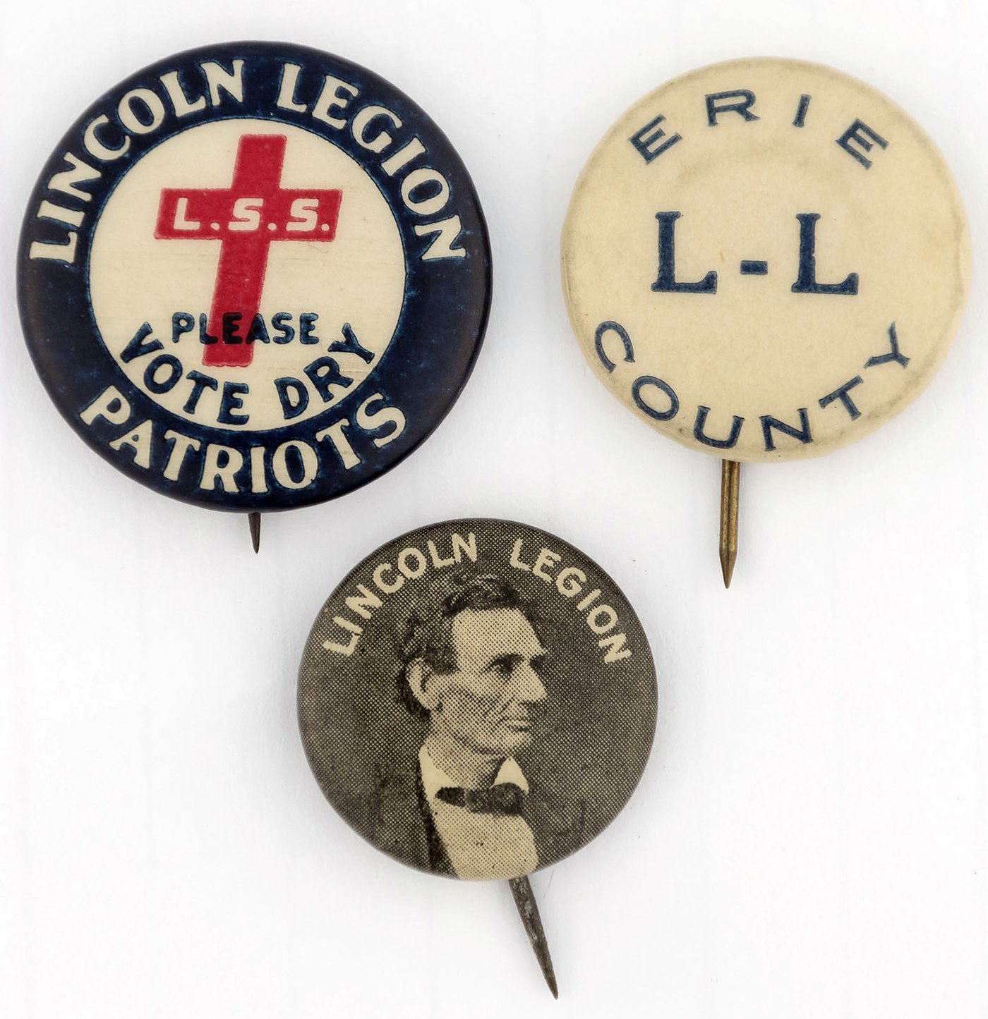 Hake's - PROHIBITION: LINCOLN LEGION TEMPERANCE BUTTON TRIO.