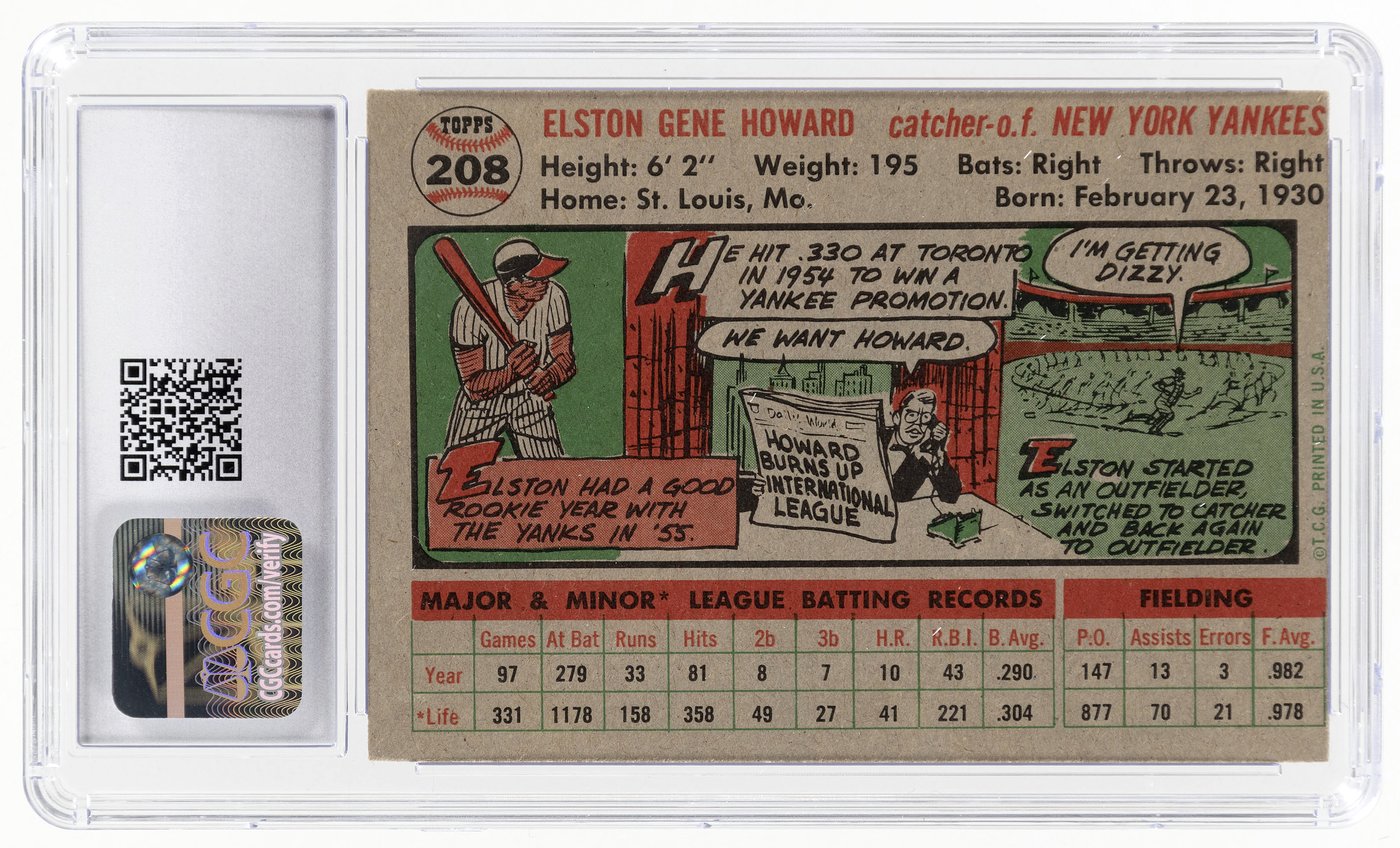 Hake S 1956 Topps 208 Elston Howard Cgc 6 Ex Nm