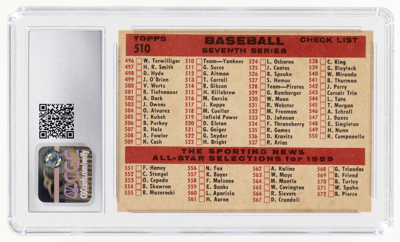 Hake's - 1959 TOPPS #510 NEW YORK YANKEES TEAM CGC 4.5 VG/EX+.