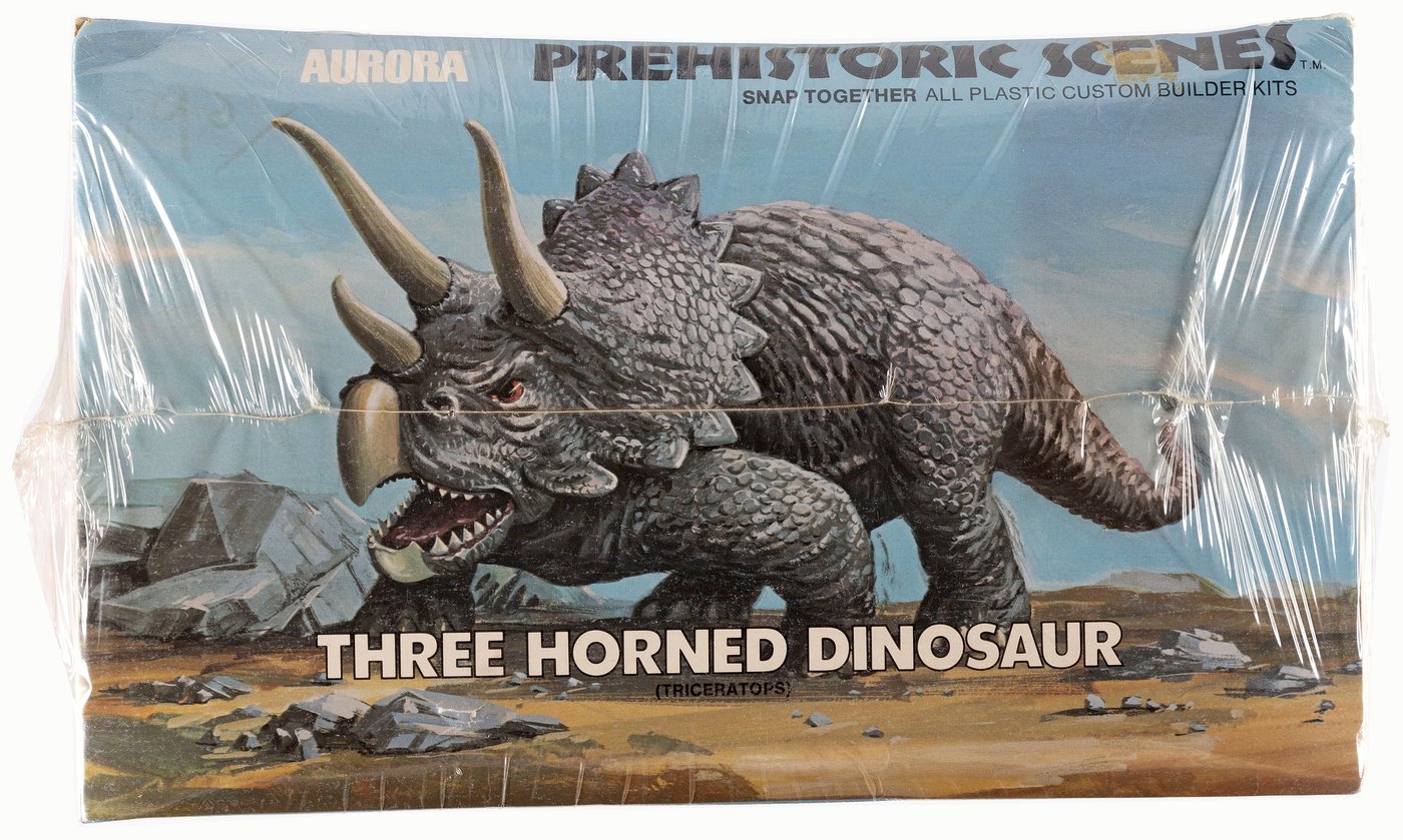 Hake's - AURORA PREHISTORIC SCENES - THREE HORNED DINOSAUR (TRICERATOPS ...