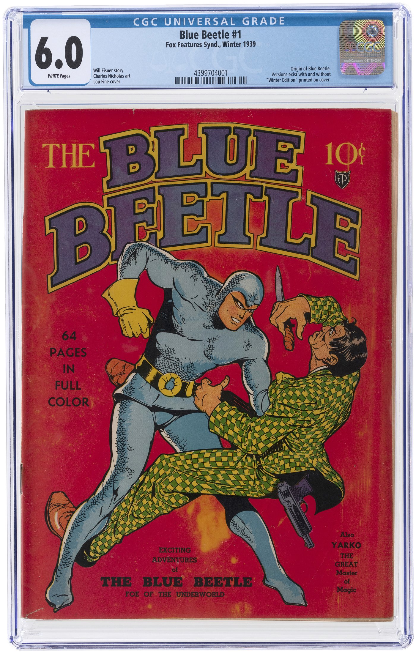 Hake's - BLUE BEETLE #1 WINTER 1939 CGC 6.0 FINE.