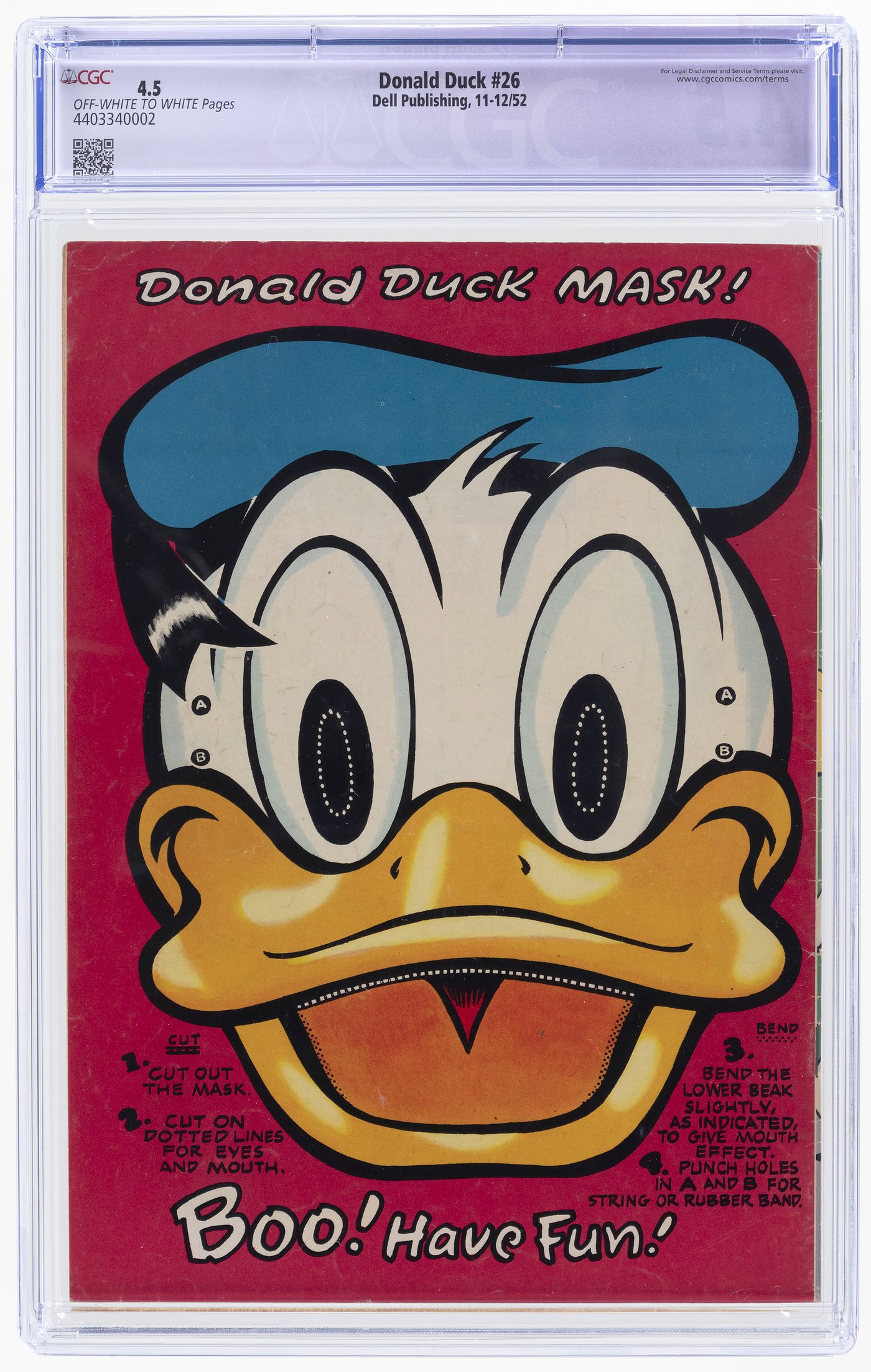 Hake's - DONALD DUCK #26 NOVEMBER-DECEMBER 1952 CGC RESTORED 4.5 SLIGHT ...