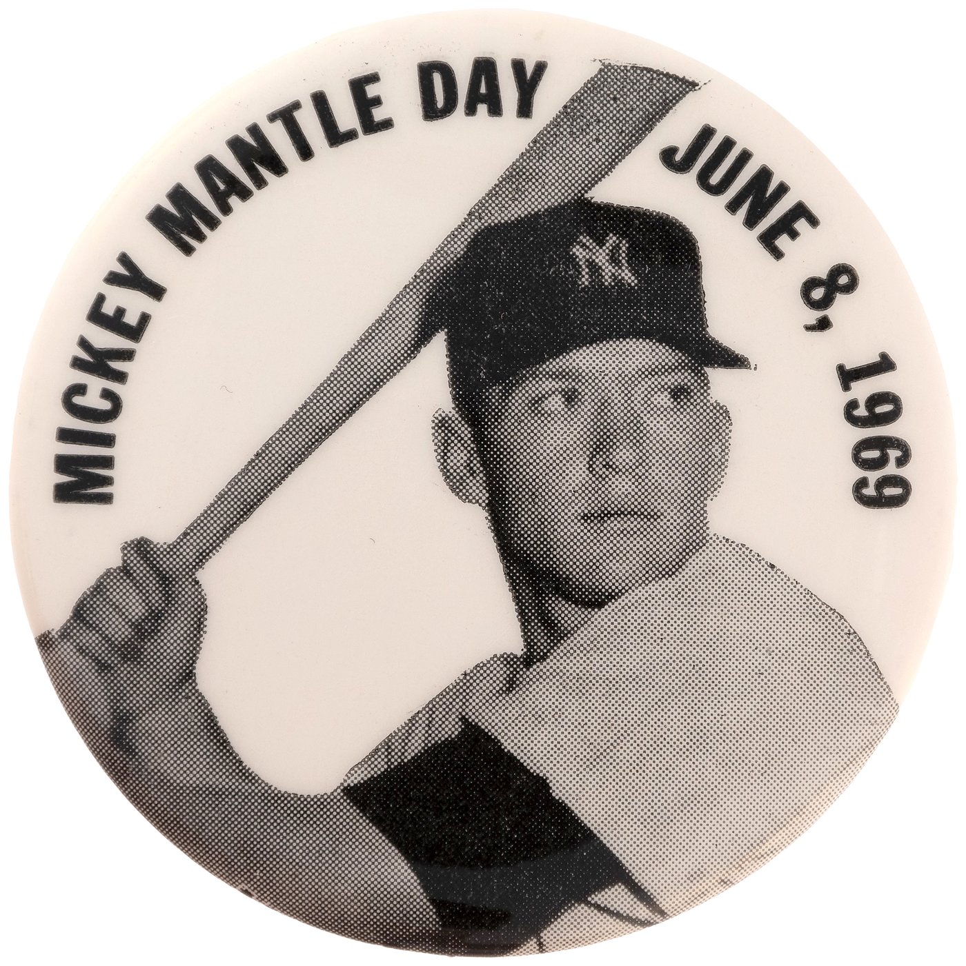 Hake's - 1969 MICKEY MANTLE (HOF) DAY RARE BUTTON FROM THIS EVENT.