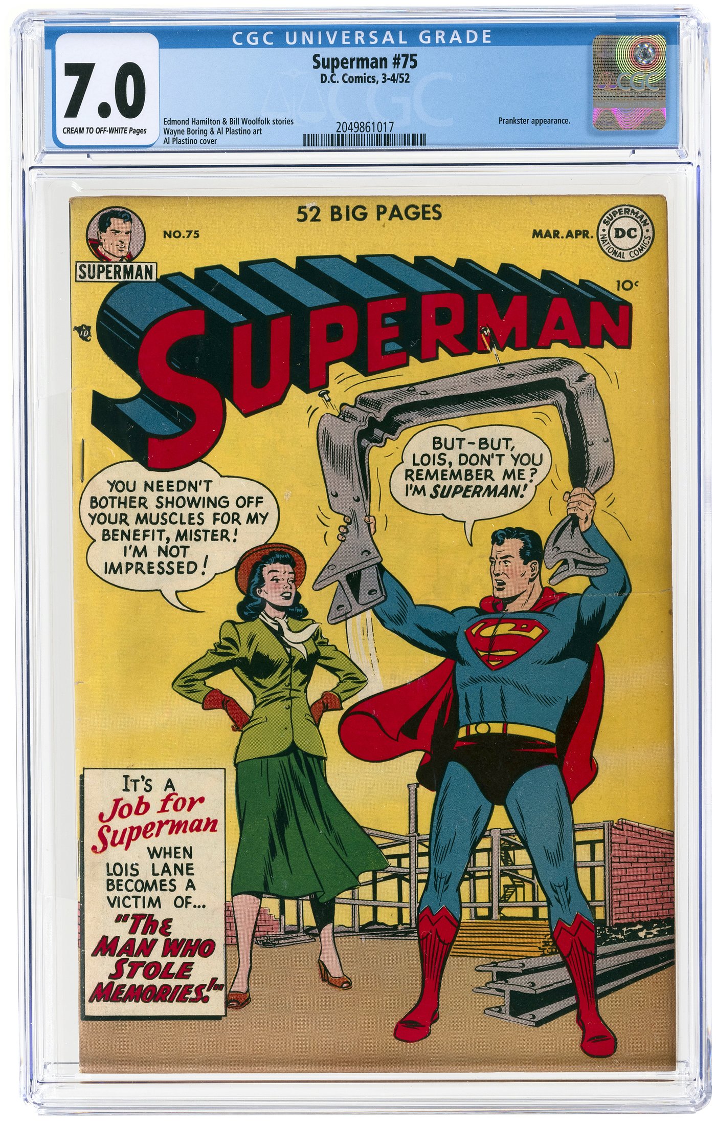 Hake's - Superman #75 March-april 1952 Cgc 7.0 Fine Vf.