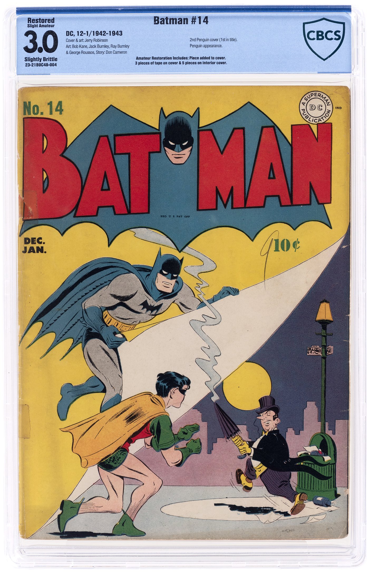 Hake's - BATMAN #14 DECEMBER 1942-JANUARY 1943 CBCS RESTORED 3.0 SLIGHT ...