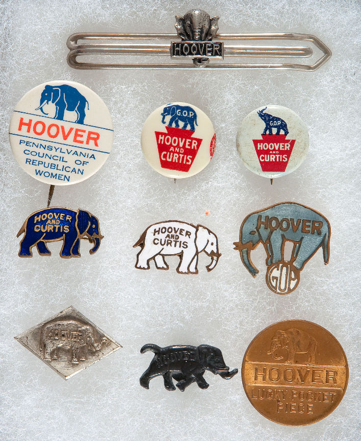 Hake's - HOOVER GROUP OF TEN CAMPAIGN ITEMS MOSTLY 1928.