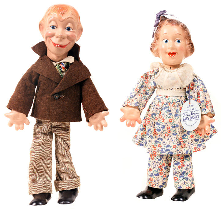 Hake's EDGAR BERGEN'S MORTIMER SNERD/FANNY BRICE'S BABY SNOOKS IDEAL FLEXY DOLLS.