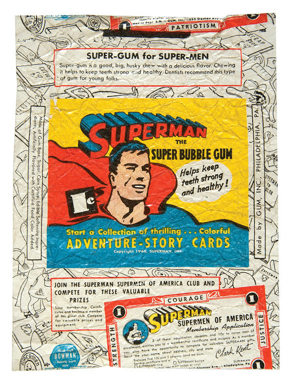 Hake's - "SUPERMAN" WRAPPER AND GUM CARDS.