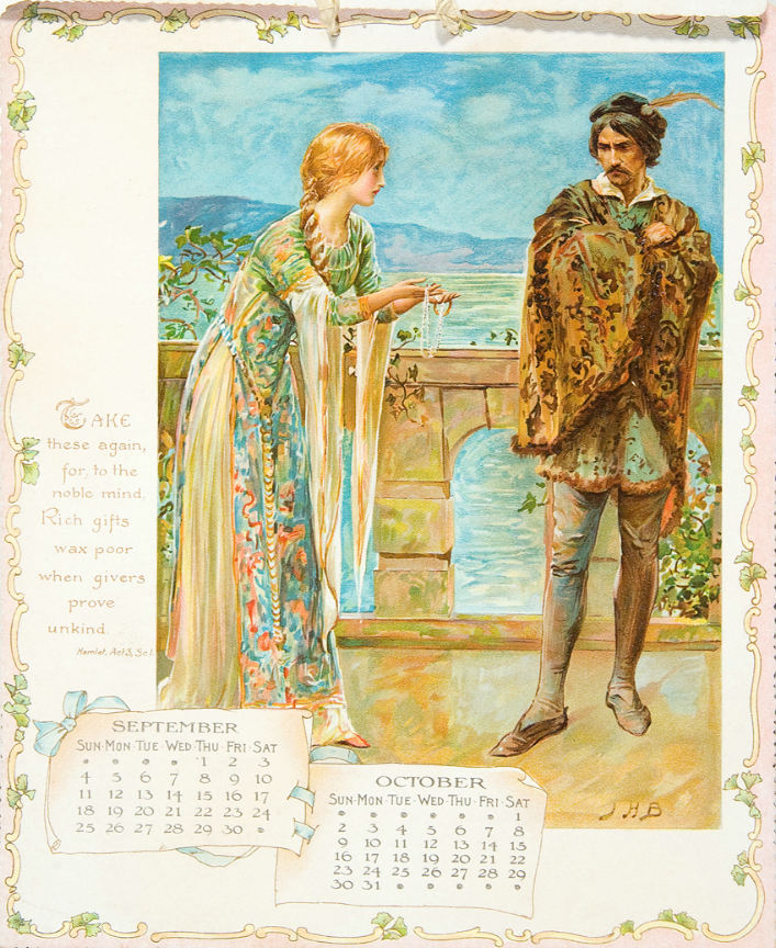 Hake's "THE SHAKESPEARE CALENDAR FOR 1898" WITH MULTIPAGE CHOICE