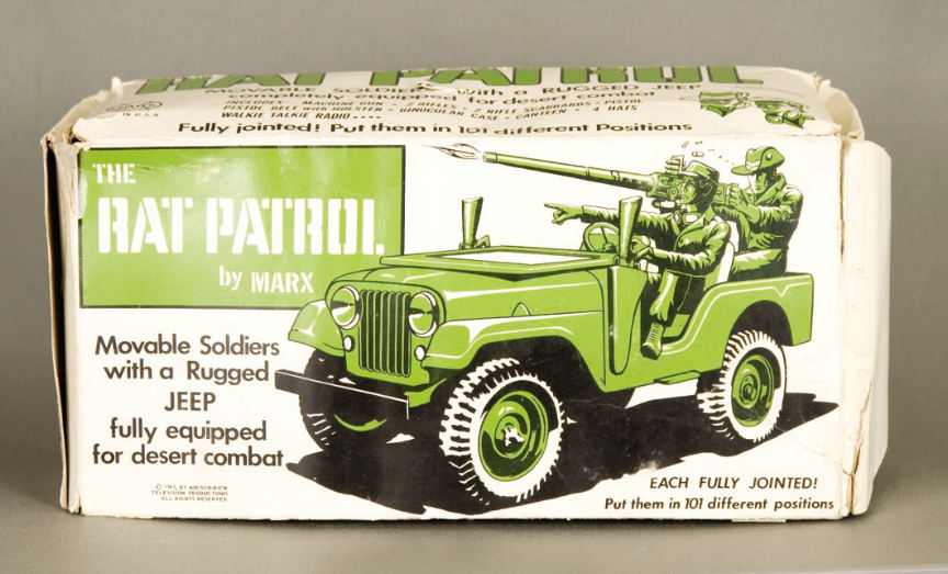 Hake's "THE RAT PATROL" MARX BOXED ACTION FIGURES/JEEP SET.