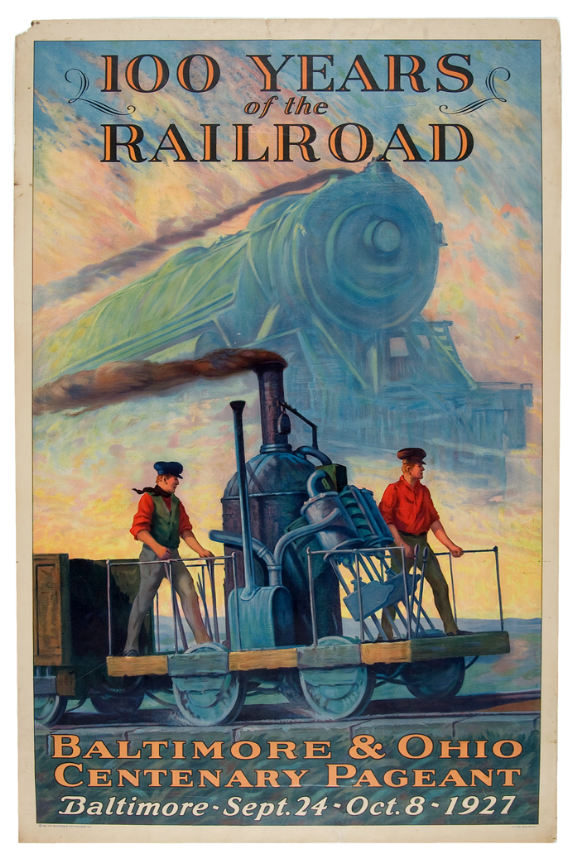 Hake's - B&O RAILROAD 1927 CENTENNIAL POSTER.