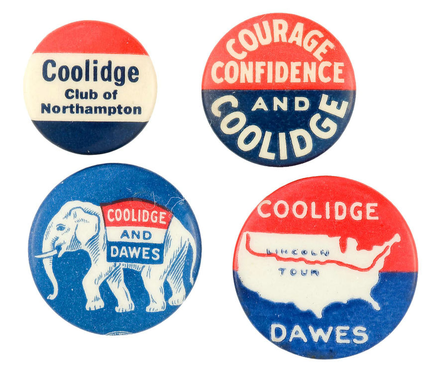 Hake's - COOLIDGE/DAWES GROUP OF FOUR NAME BUTTONS.