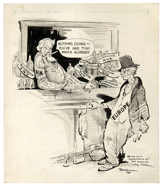 Hake's - PRE-WORLD WAR II EDITORIAL CARTOON ORIGINAL ART.