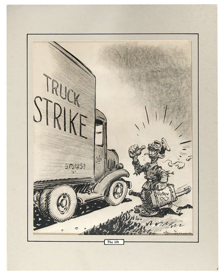 Hake's - WORLD WAR II RELATED EDITORIAL CARTOON ORIGINAL ART TRIO.