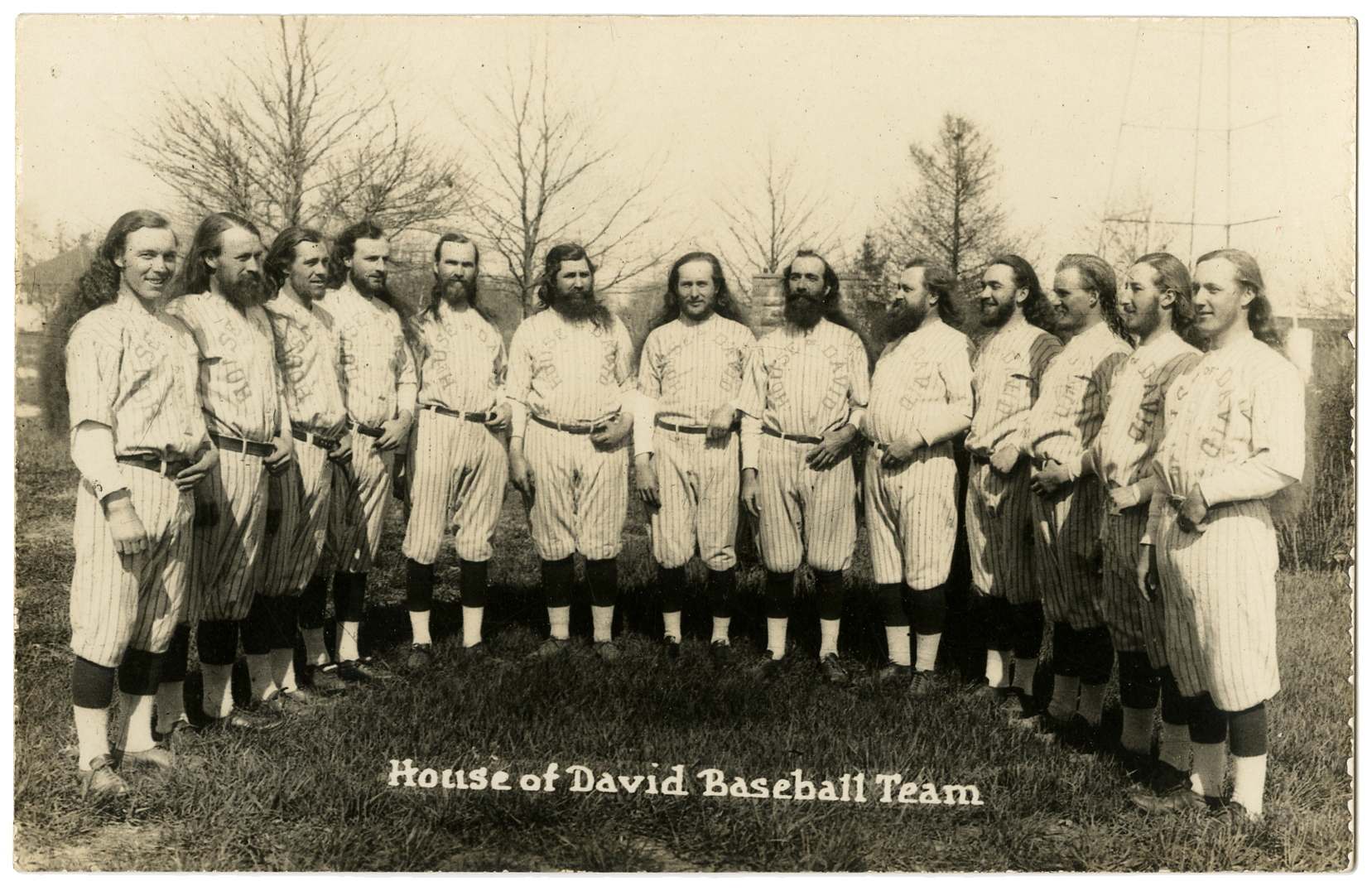 Hake's - "HOUSE OF DAVID" BASEBALL PLAYERS 1920s REAL PHOTO POSTCARD PAIR.