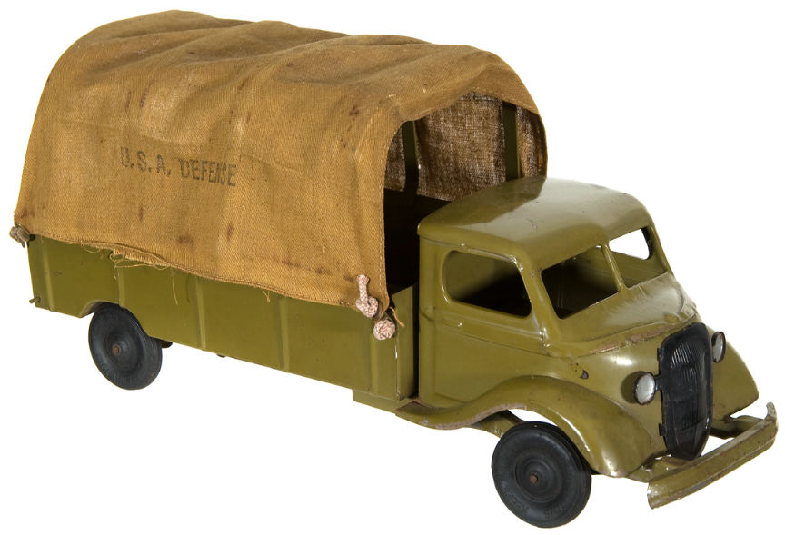 Hake's - “KINGSBURY TOYS U.S.A. DEFENSE” WIND-UP TRUCK.