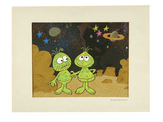 Hake's - GIDNEY & CLOYD ANIMATION CEL WITH ORIGINAL ART BKG.