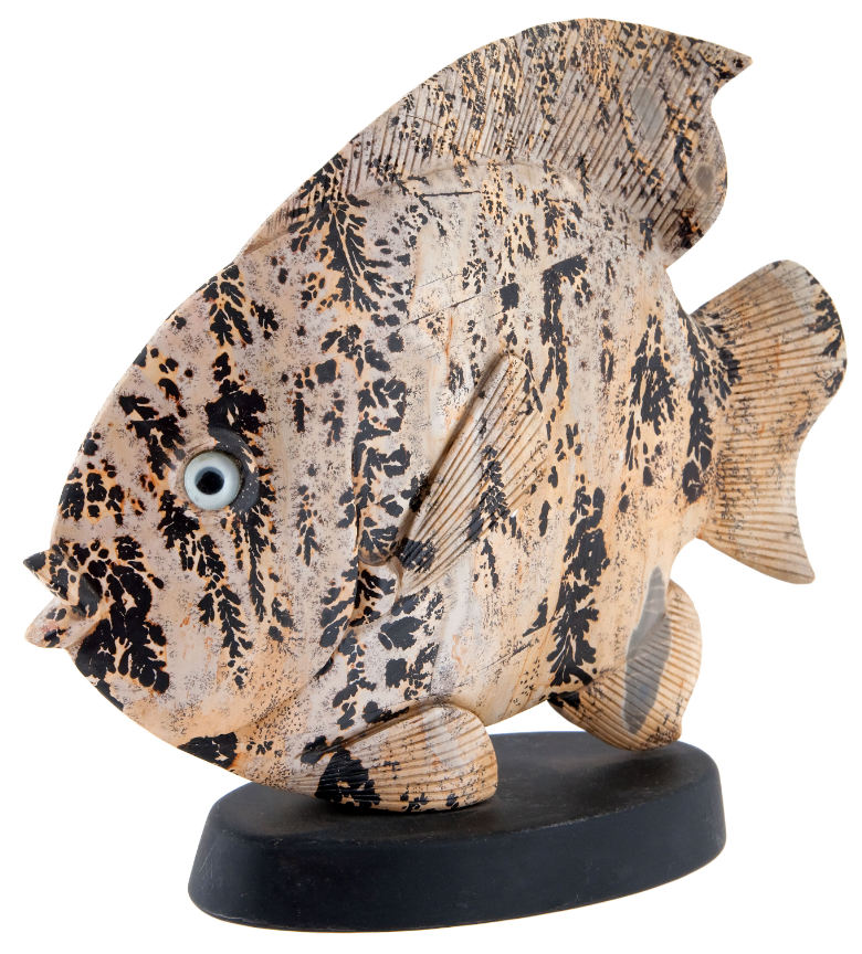 Hake's - DENDRITIC RHYOLITE CARVED FISH SCULPTURE.