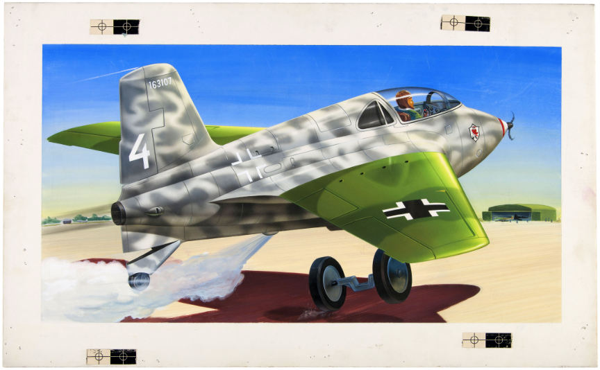 Hake S Lindberg World War Ii German Messerschmitt Me 163 Komet Original Model Kit Box Lid Art