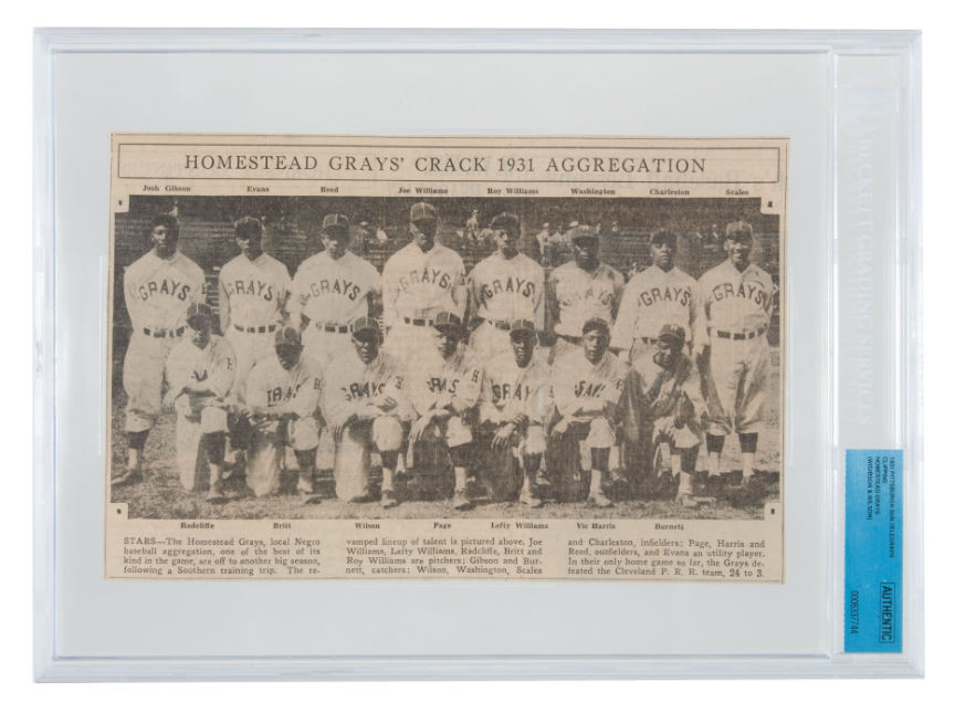 Hake's - HOMESTEAD GRAYS OF 1930 RPPC WITH HOFers: CHARLESTON, JOHNSON,  WILLIAMS, POSEY SGC ENCAPSULATED.