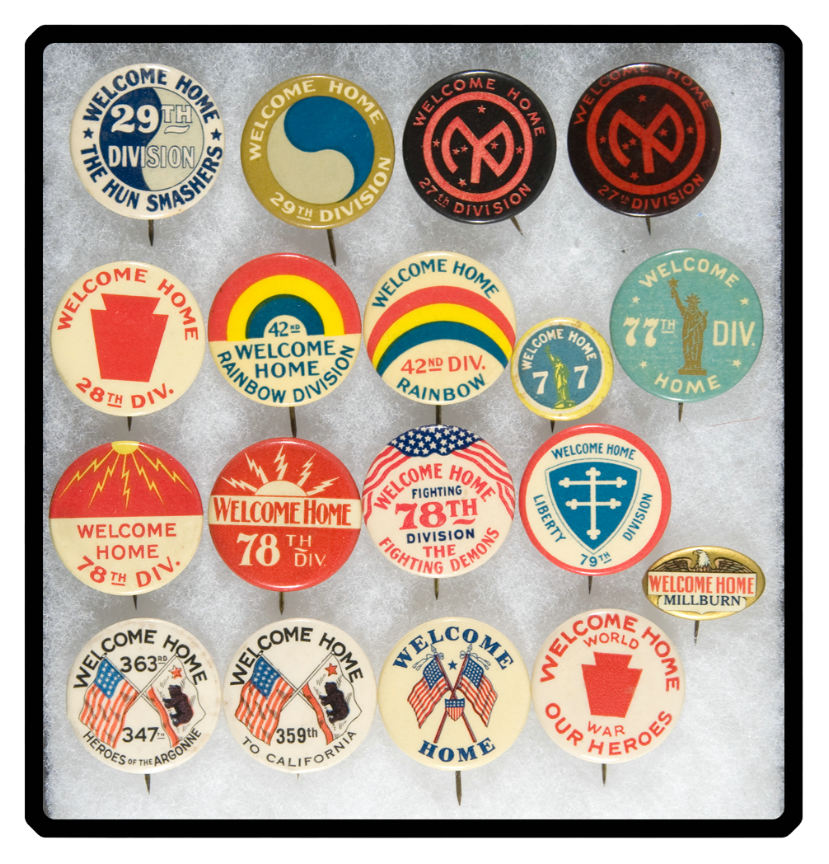 Hake's - WWI “WELCOME HOME” COLLECTION OF 18 DIFFERENT BUTTONS.