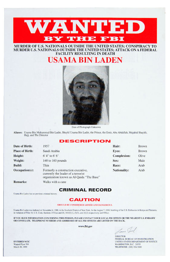 Hake's - FBI 1999 WANTED POSTERS FOR USAMA BIN LADEN AND THREE OTHERS ...