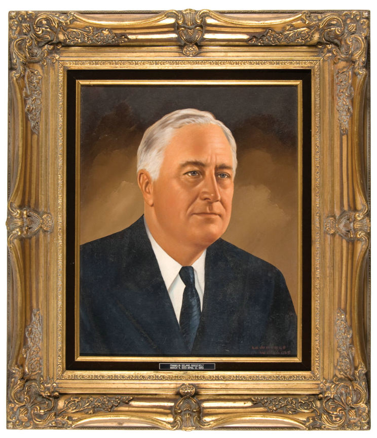 Hake's - ROOSEVELT LARGE OIL ON CANVAS PAINTING BY MASTER PORTRAIT ...