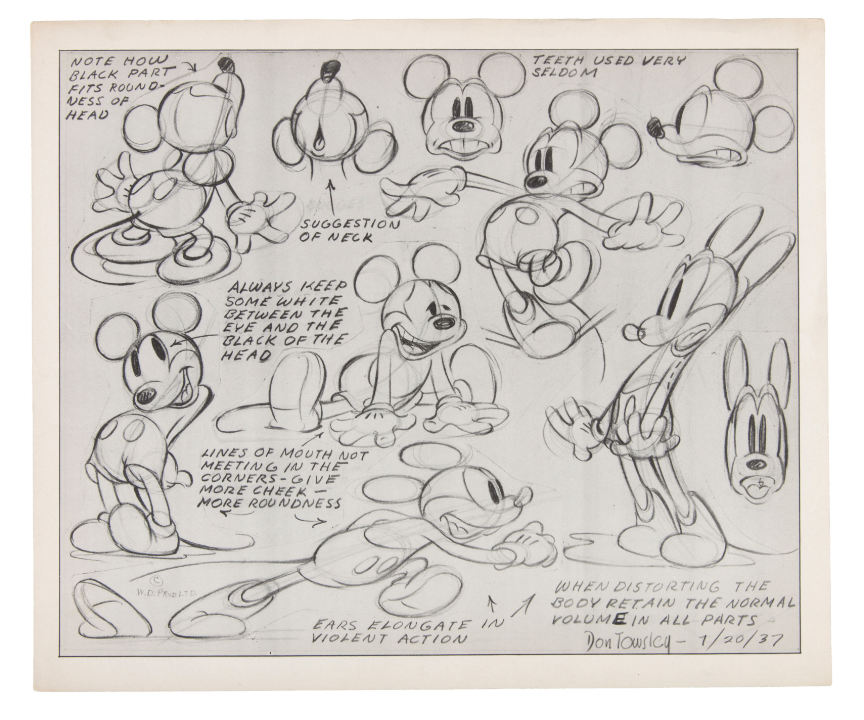 Hake's - MICKEY MOUSE & DONALD DUCK MODEL SHEET LOT.