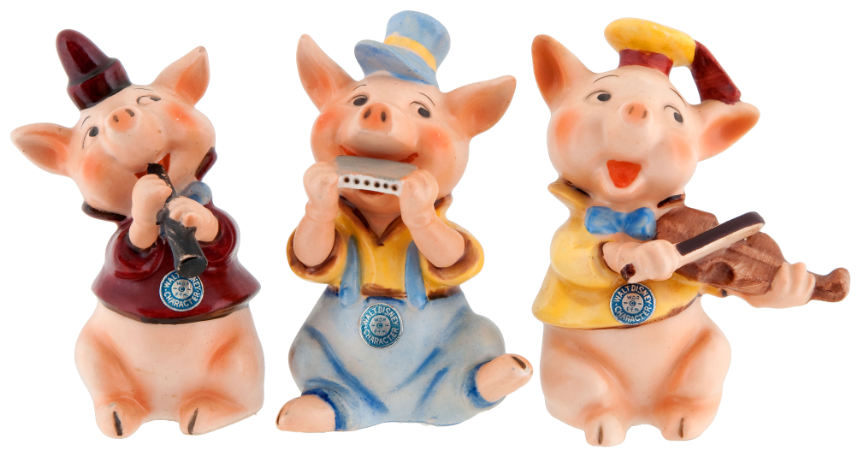 Hake's - THE THREE LITTLE PIGS GOEBEL FIGURINE SET.