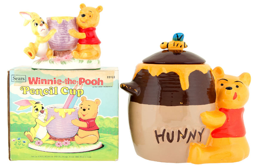 Hake's - Winnie The Pooh Cookie Jar & Boxed Pencil Cup.