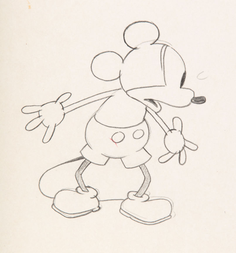 Hake's - STEAMBOAT WILLIE – FULL FIGURE MICKEY MOUSE PRODUCTION DRAWING.