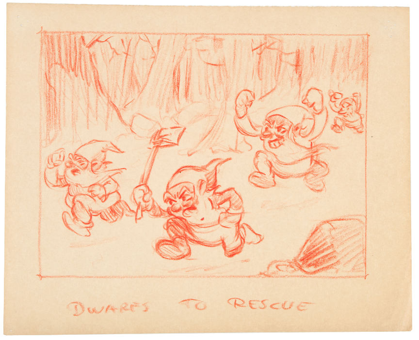 Hakes Snow White Dwarfs Early Original Concept Art Trio 