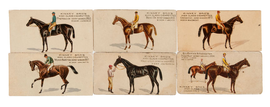 Hake's - FAMOUS RUNNING HORSES (ENGLISH) KINNEY TOBACCO INSERT CARD SET.