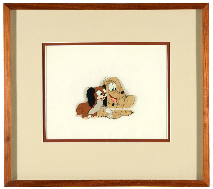 Hake's - PLUTO AND FIFI 1930s FRAMED ANIMATION CEL.