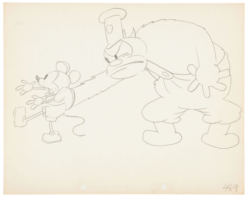 Hake's - STEAMBOAT WILLIE PRODUCTION DRAWING ATTRIBUTED TO UB IWERKS.