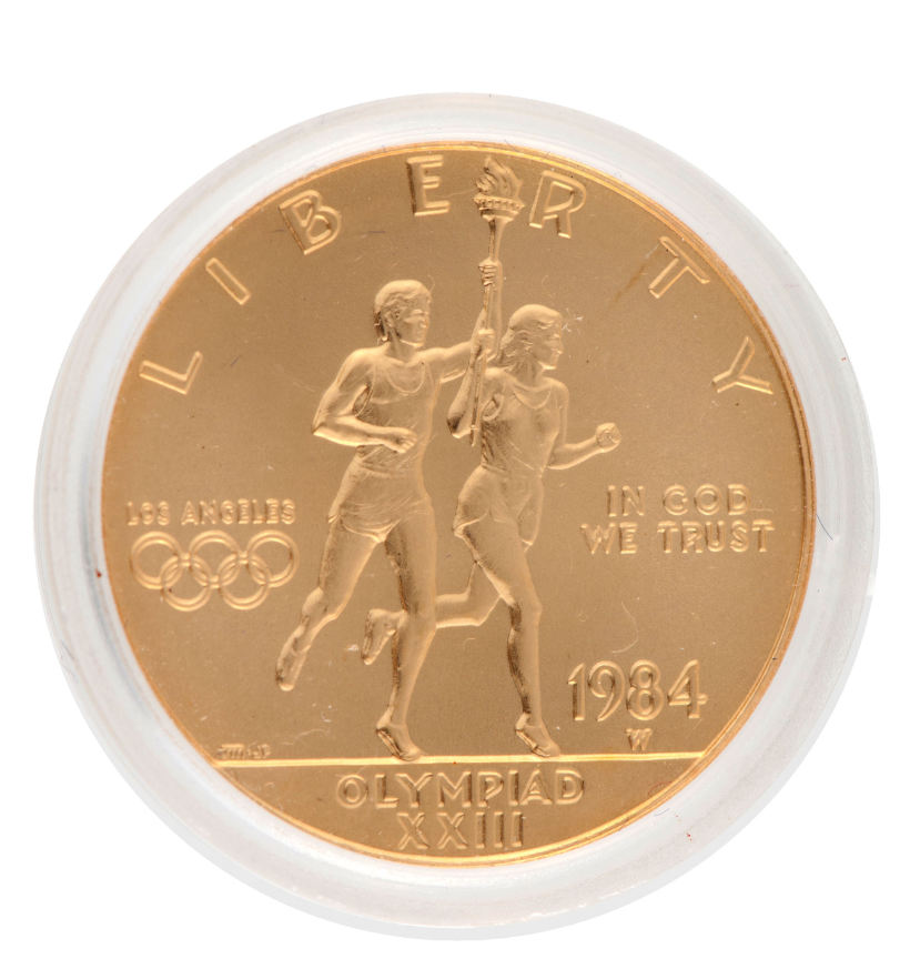 Hake's - 1984-W OLYMPIC GOLD COMMEMORATIVE COIN UNCIRCULATED $10.