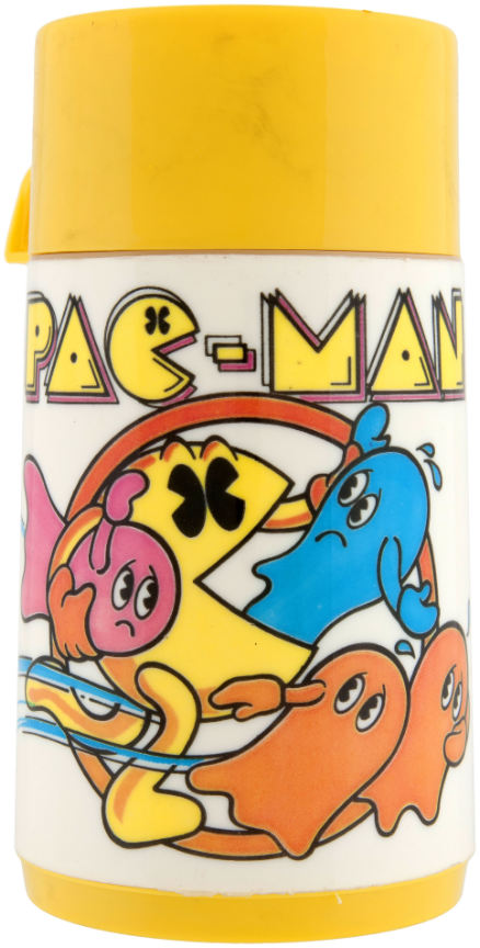 Vintage 1980 PAC-MAN Metal Old School Lunchbox With Thermos 