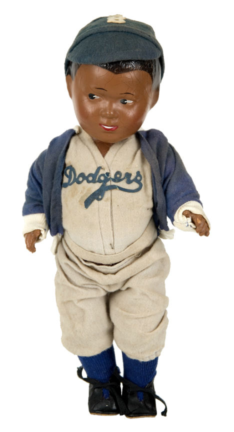 Hake's - JACKIE ROBINSON DODGERS COMPOSITION DOLL WITH ORIGINAL TAG.