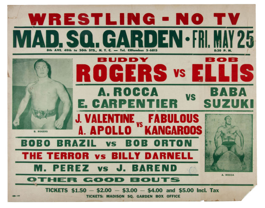 Hake's - BUDDY ROGERS PROFESSIONAL WRESTLING POSTER.