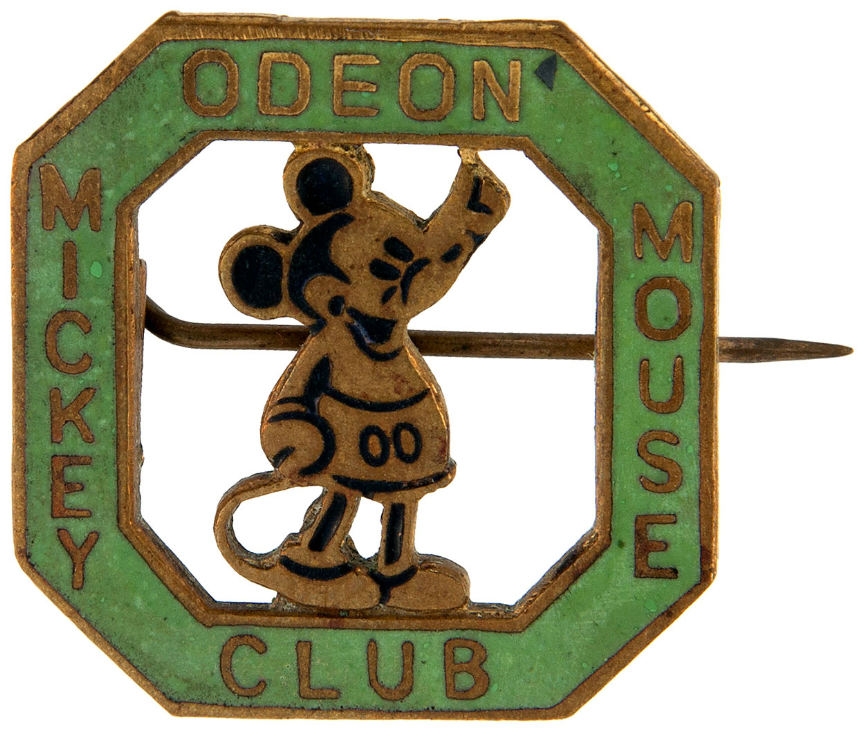 Hake's - MICKEY MOUSE ENGLISH PAIR OF 1930s ENAMEL ON BRASS PINS.