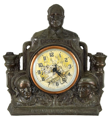 Hake's - FDR ANIMATED CLOCK WITH TWO CABINET OFFICERS.