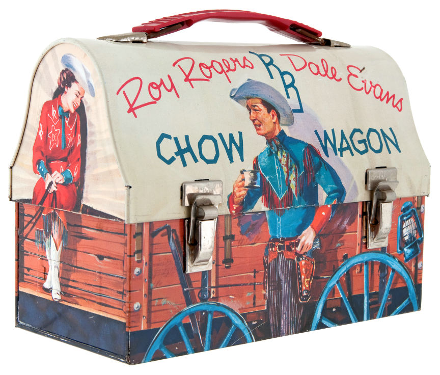 Hake's - “ROY ROGERS DALE EVANS CHOW WAGON” DOME TOP LUNCH BOX.