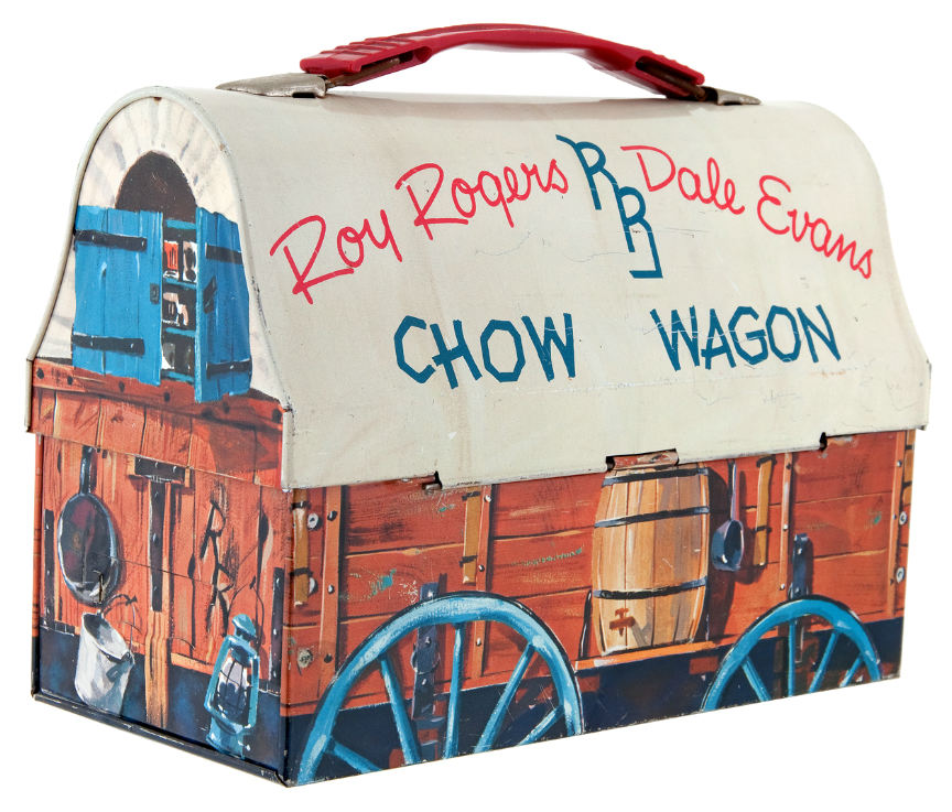 Hake's - “ROY ROGERS DALE EVANS CHOW WAGON” DOME TOP LUNCH BOX.