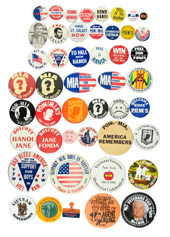 Hake's - EXTENSIVE COLLECTION OF PRO-VIETNAM WAR, POW/MIA BUTTONS.