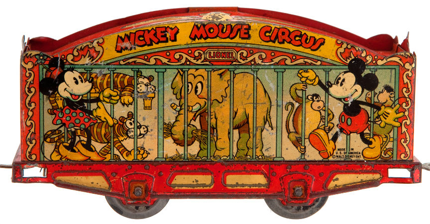 Hake's - “LIONEL MICKEY MOUSE CIRCUS” TOY WIND-UP TRAIN WITH 