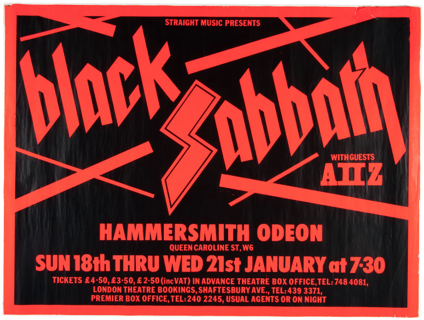 Hake's - BLACK SABBATH HAMMERSMITH ODEON CONCERT POSTER.