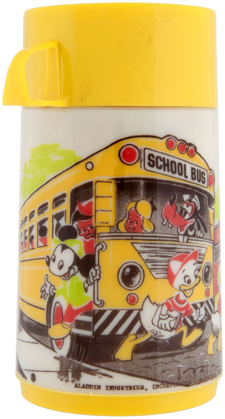 VTG WALT DISNEY SCHOOL BUS DOME METAL LUNCH BOX WITH THERMOS