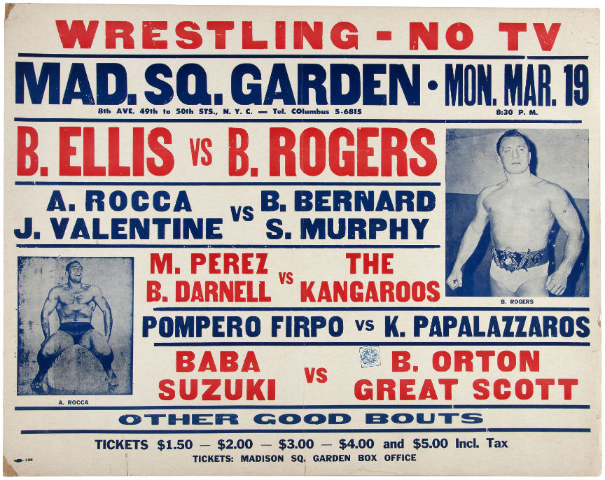 Hake's - BUDDY ROGERS & BRUNO SAMMARTINO PROFESSIONAL WRESTLING POSTER ...